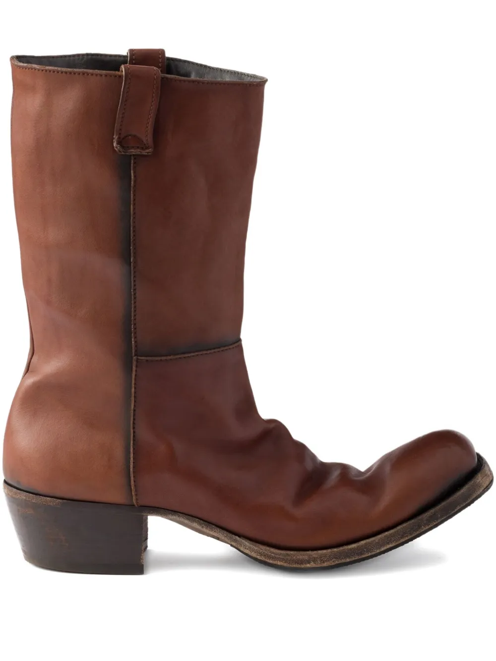 Prada leather cowboy boots Brown