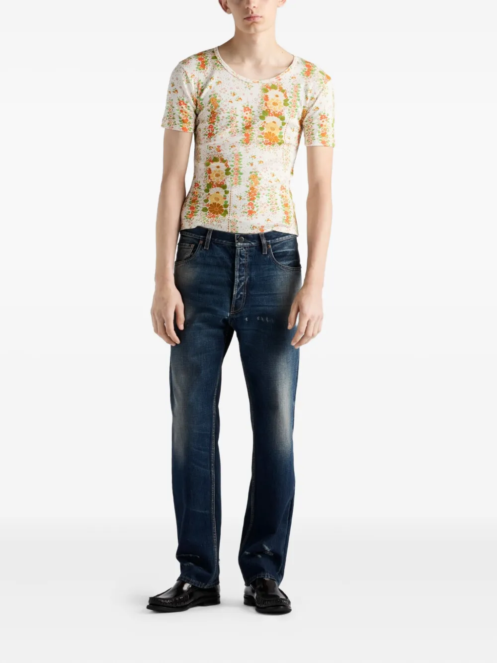 Prada Gerafelde jeans - Blauw