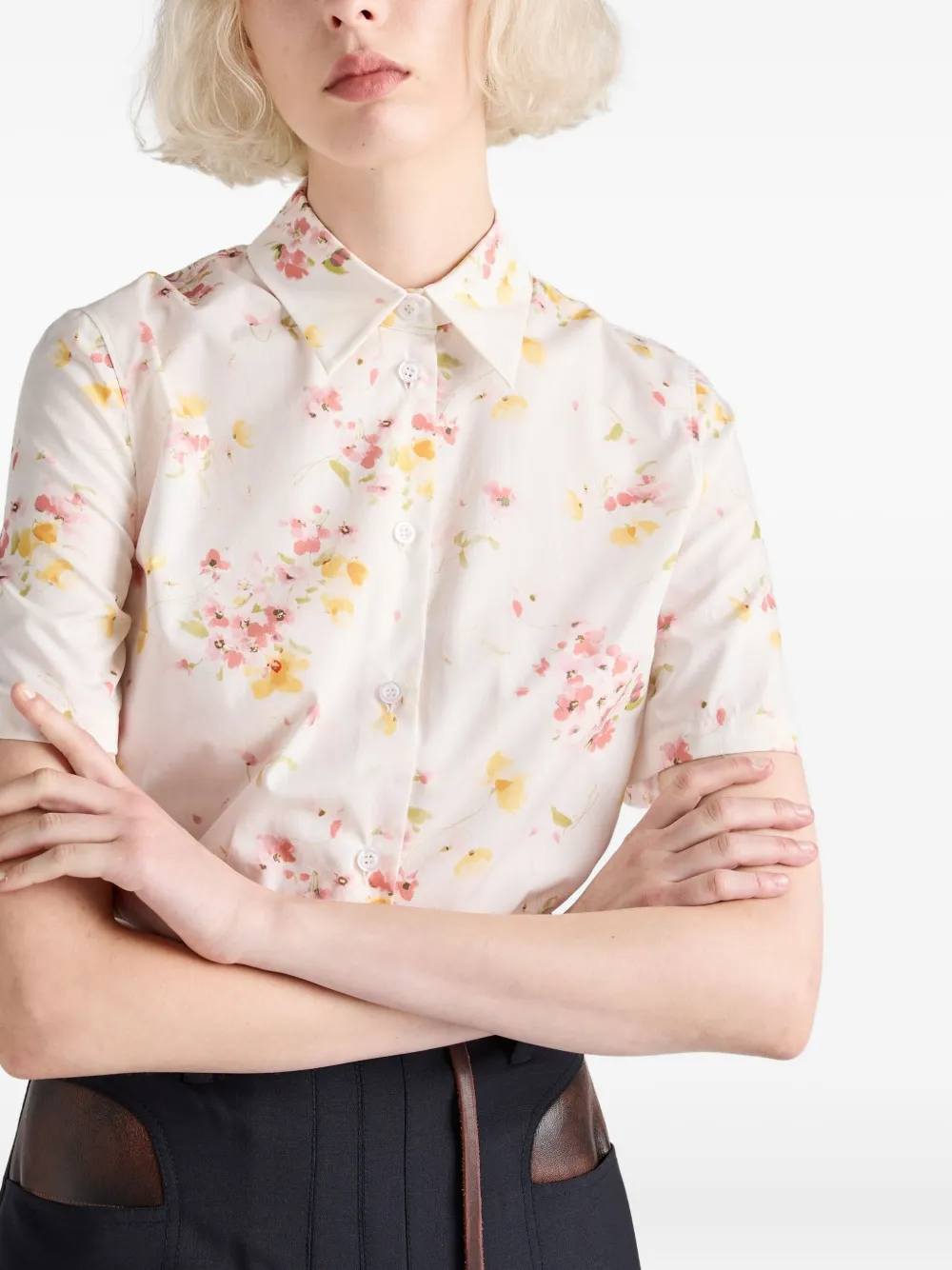 Prada Blouse met bloemenprint Roze