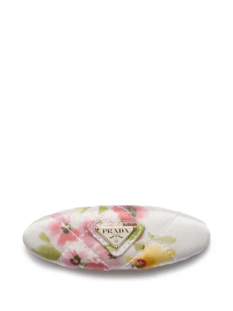 Prada quilted floral-print hair clip