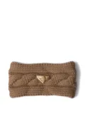 Prada cable-knit triangle-logo headband - Brown