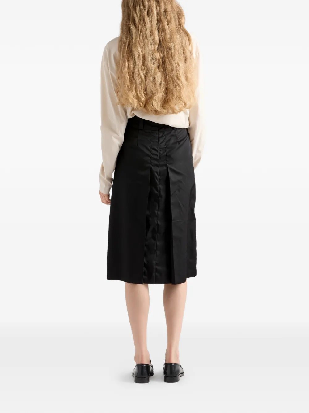  Prada Falda Re-nylon Acampanada - Negro 