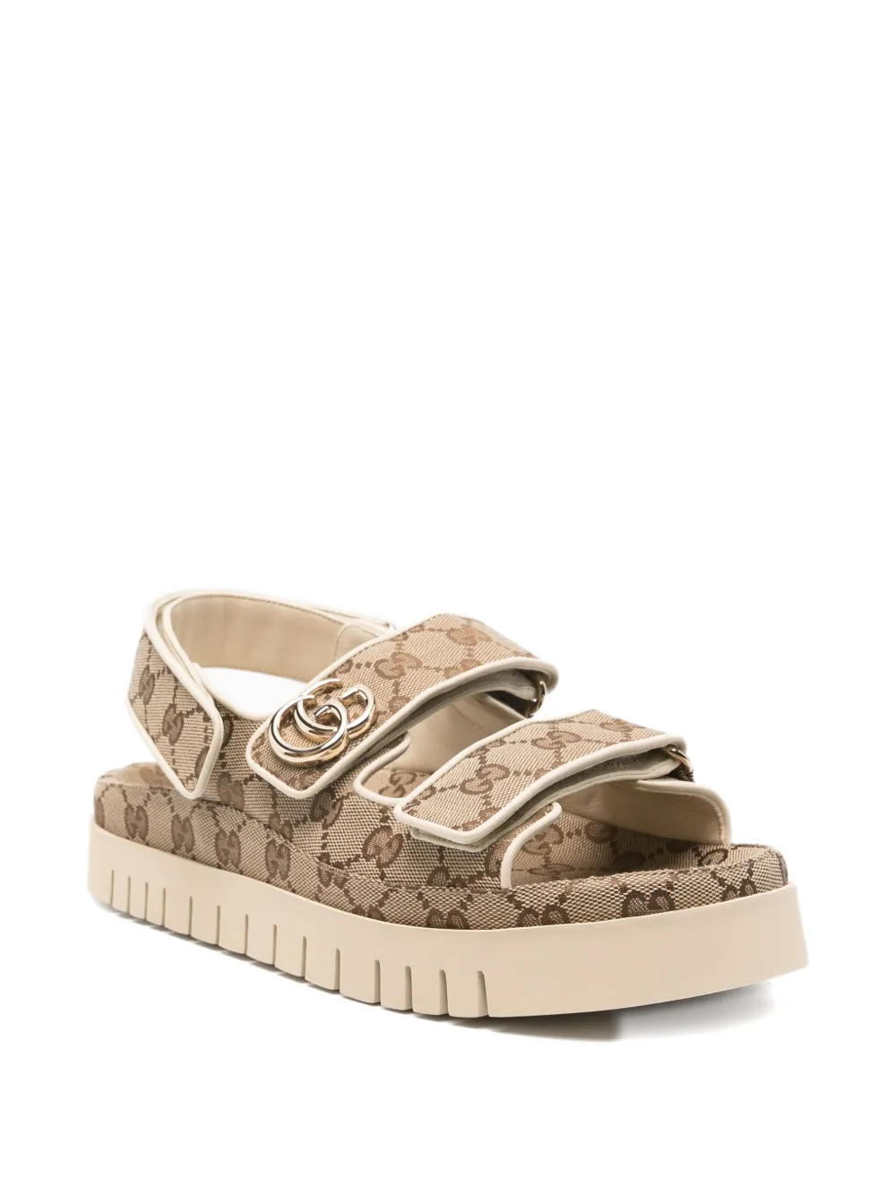 Gucci monogram flat sandals Beige