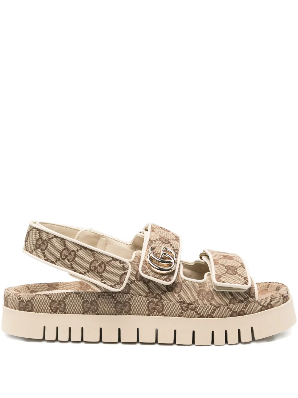 Gucci monogram flat sandals Beige