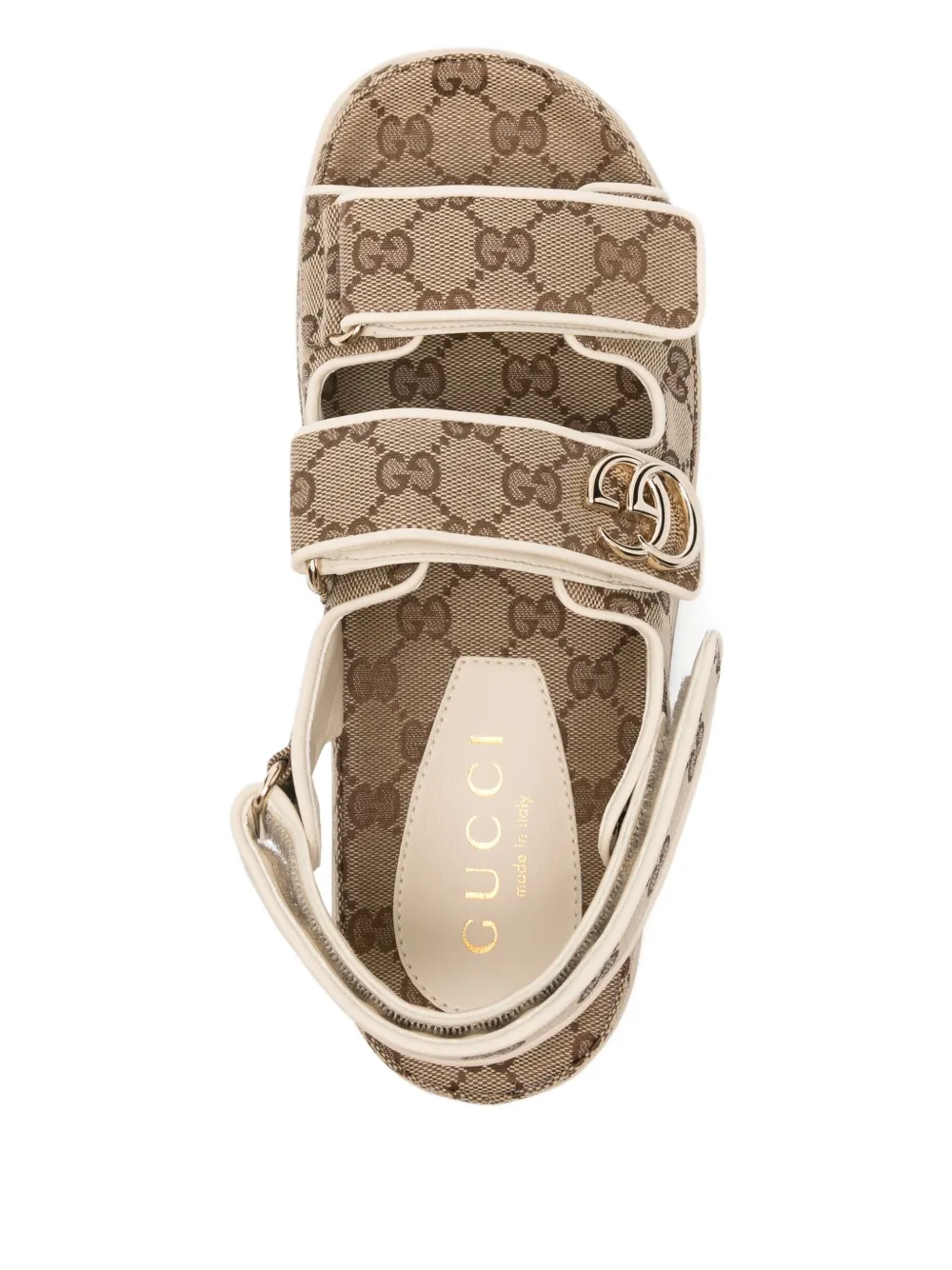 Gucci monogram flat sandals Beige