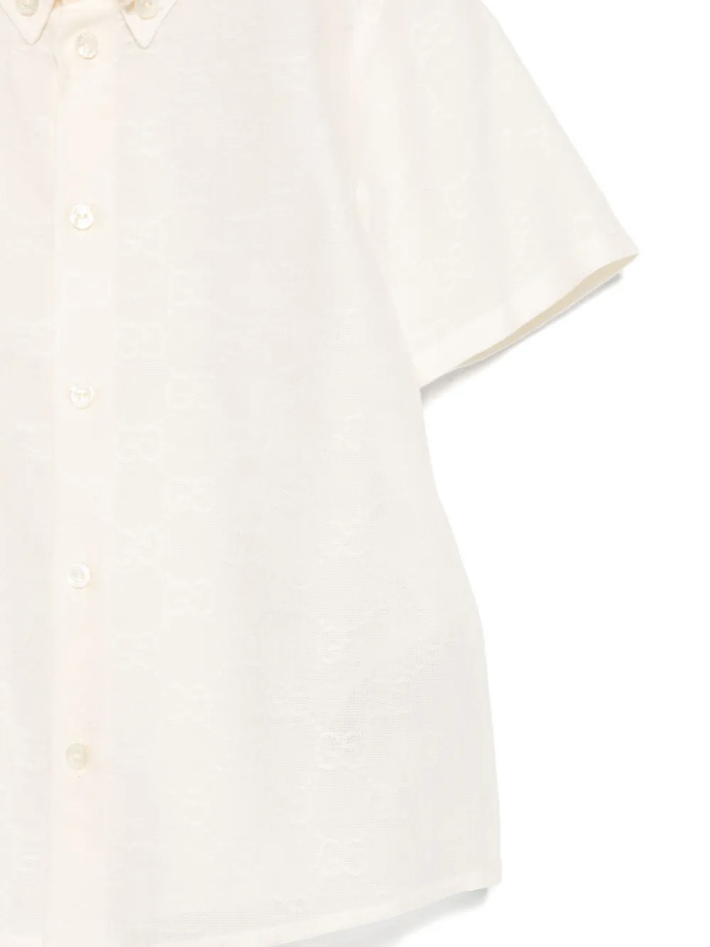 Gucci Kids Shirt met korte mouwen en knoop Beige