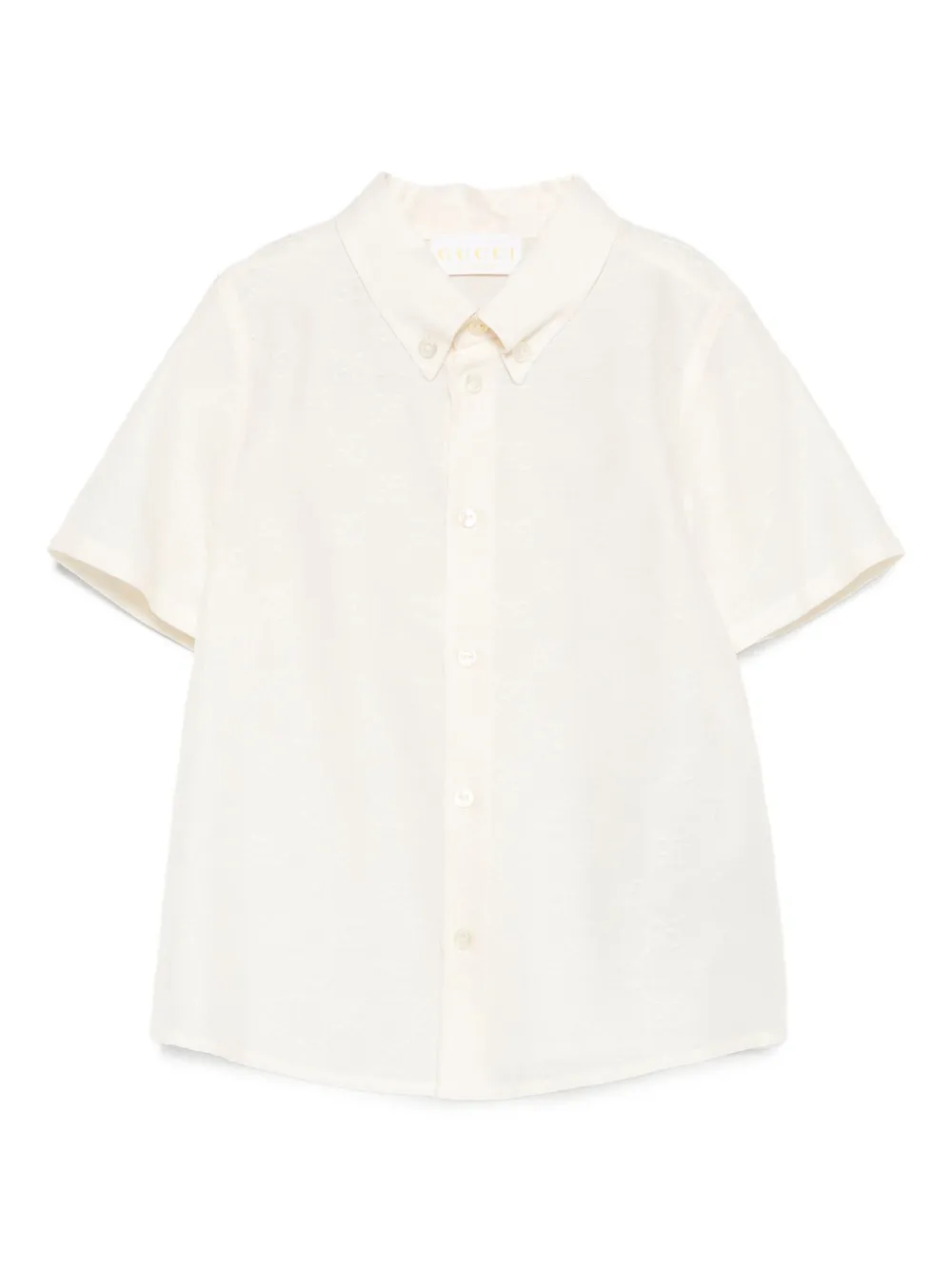 Gucci Kids Shirt met korte mouwen en knoop Beige