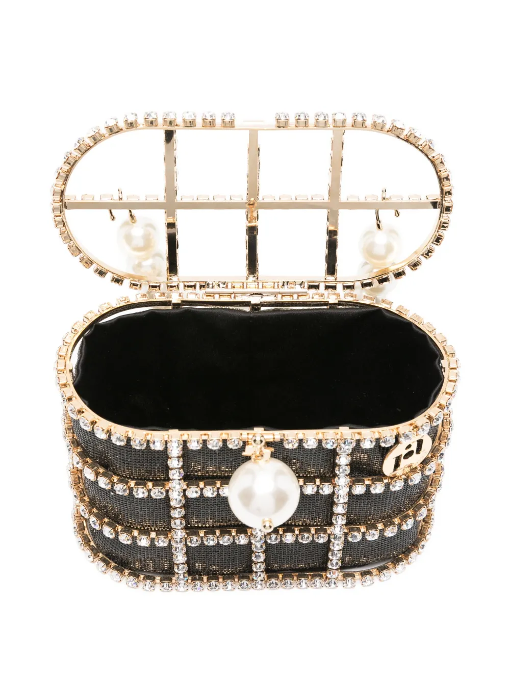 Rosantica Pearl Embellished Shoulder Bag In Black