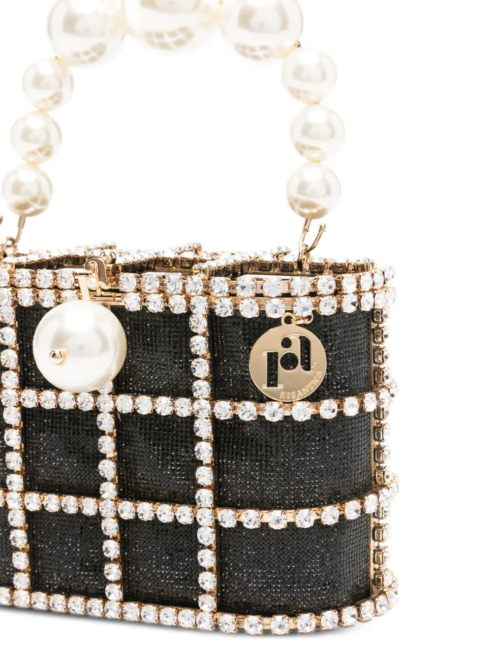 Rosantica Pearl Embellished Shoulder Bag In Black
