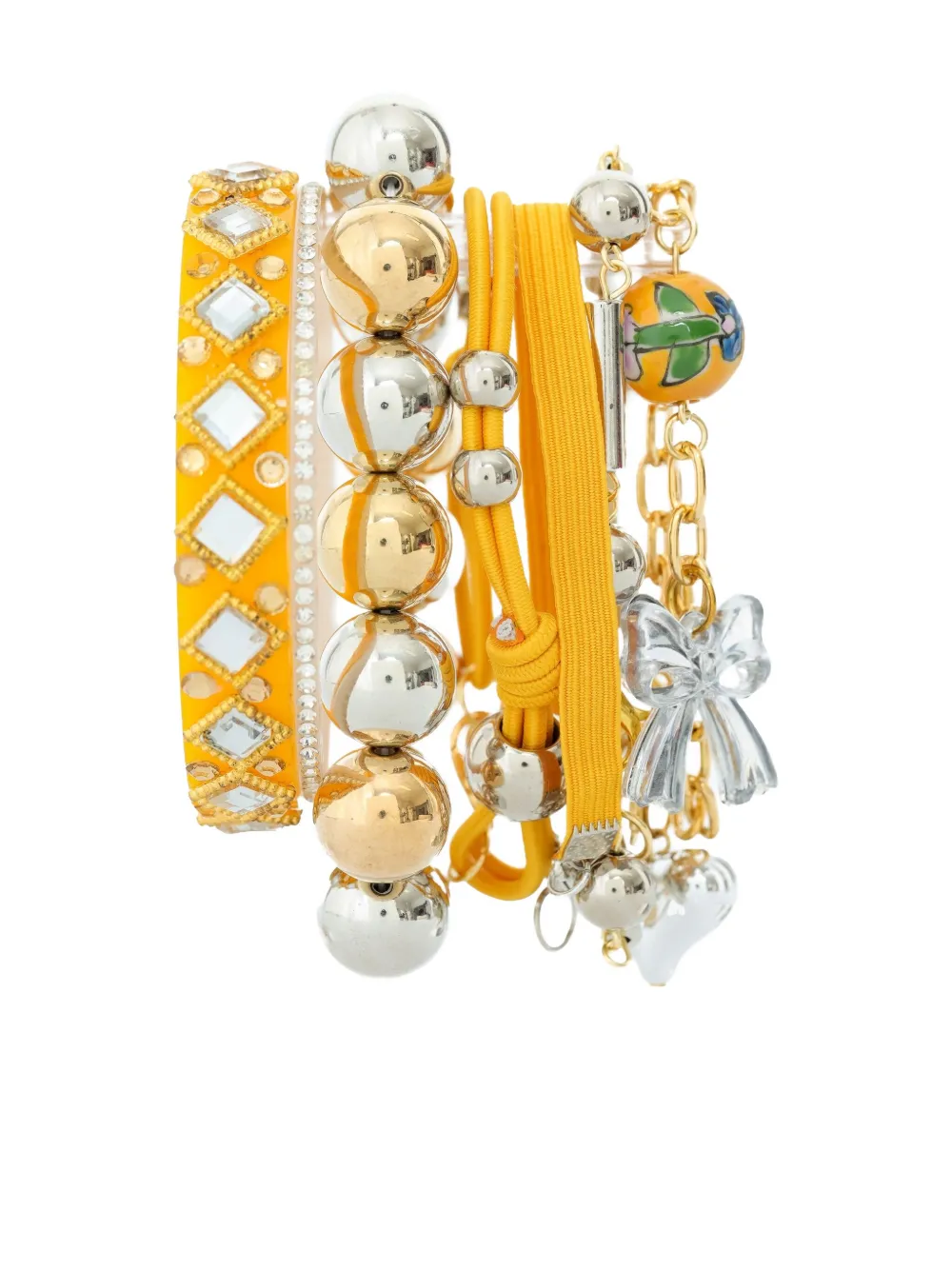 bow-details bead-embellished bracelet set