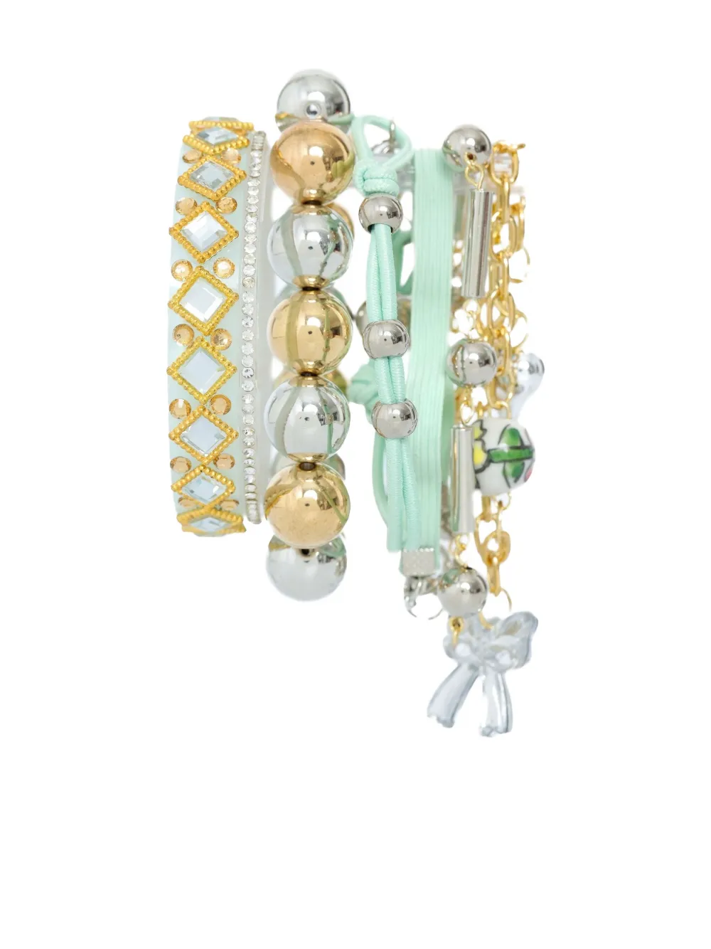 beaded bow-charms bracelet