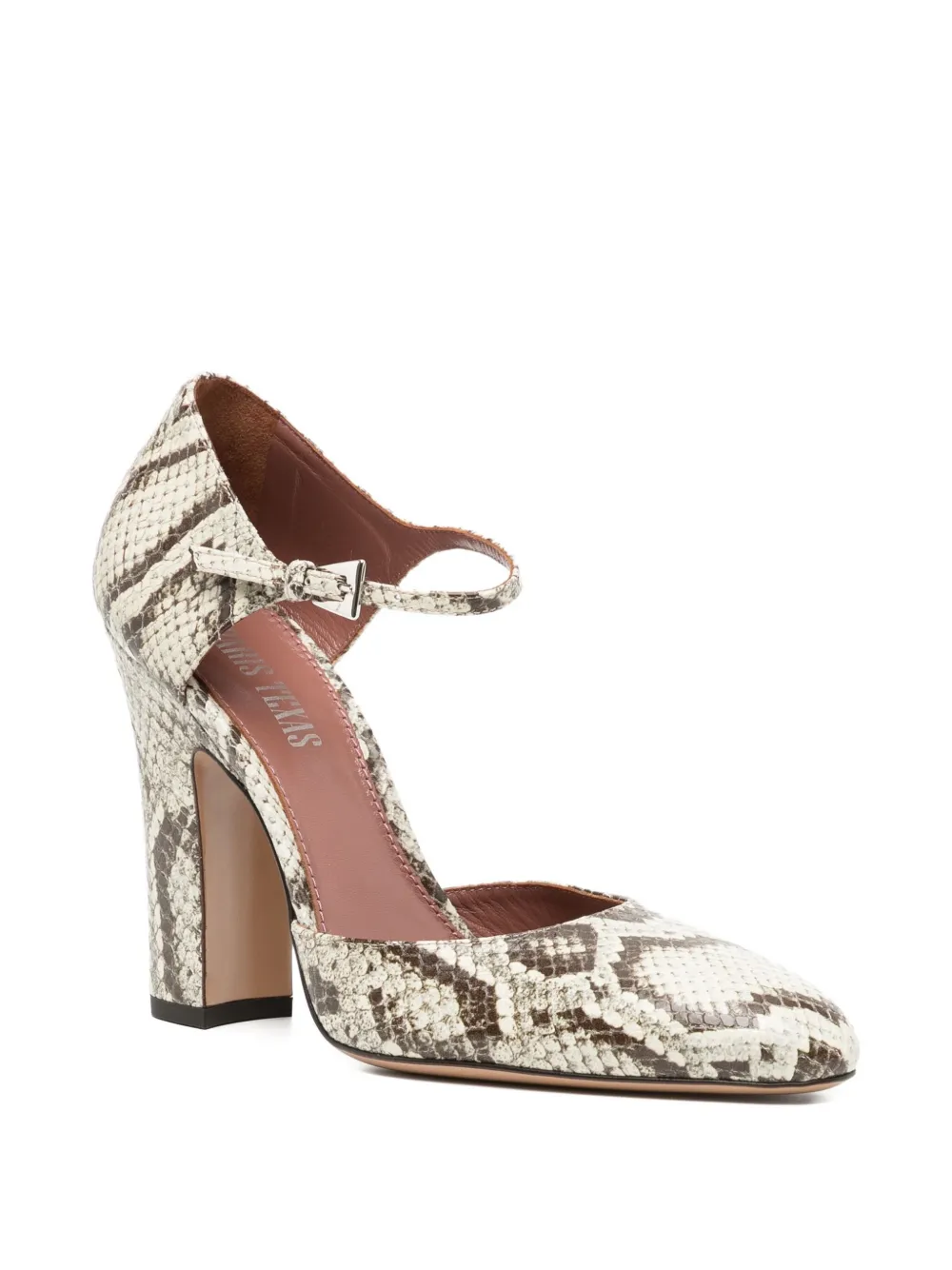 Paris Texas 100mm python-print ankle-strap pumps Neutrals