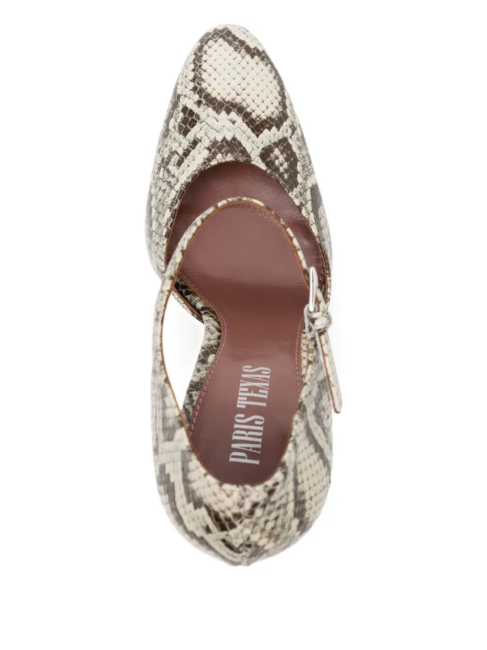 Paris Texas 100mm python-print ankle-strap pumps Neutrals