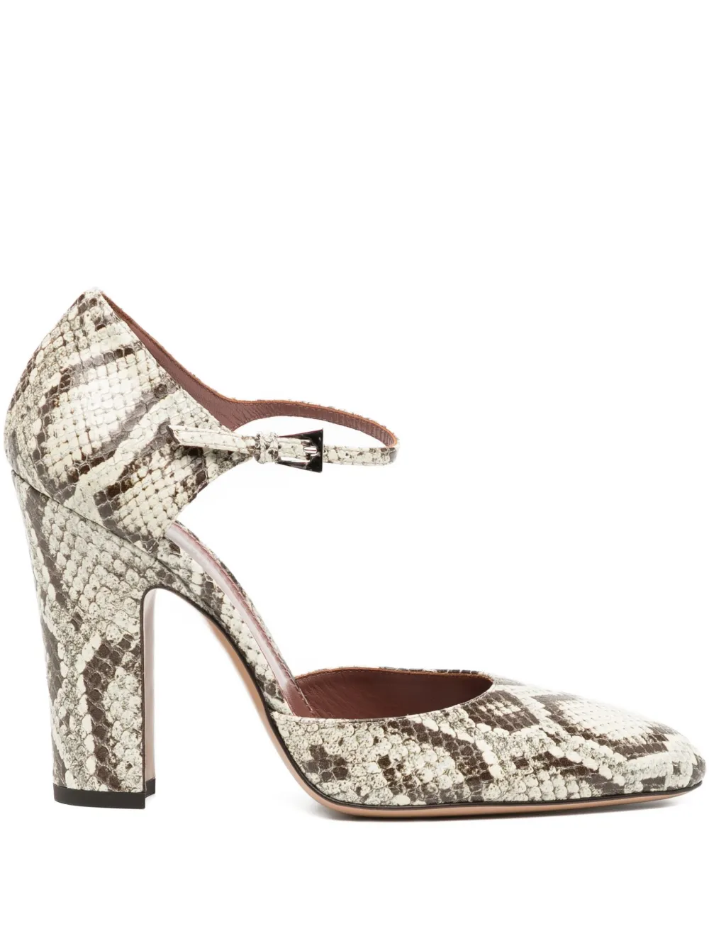 Paris Texas 100mm python-print ankle-strap pumps Neutrals