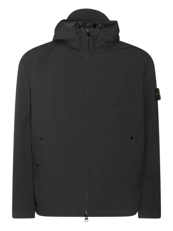 Stone Island soft-shell Hooded Jacket Black FARFETCH UK