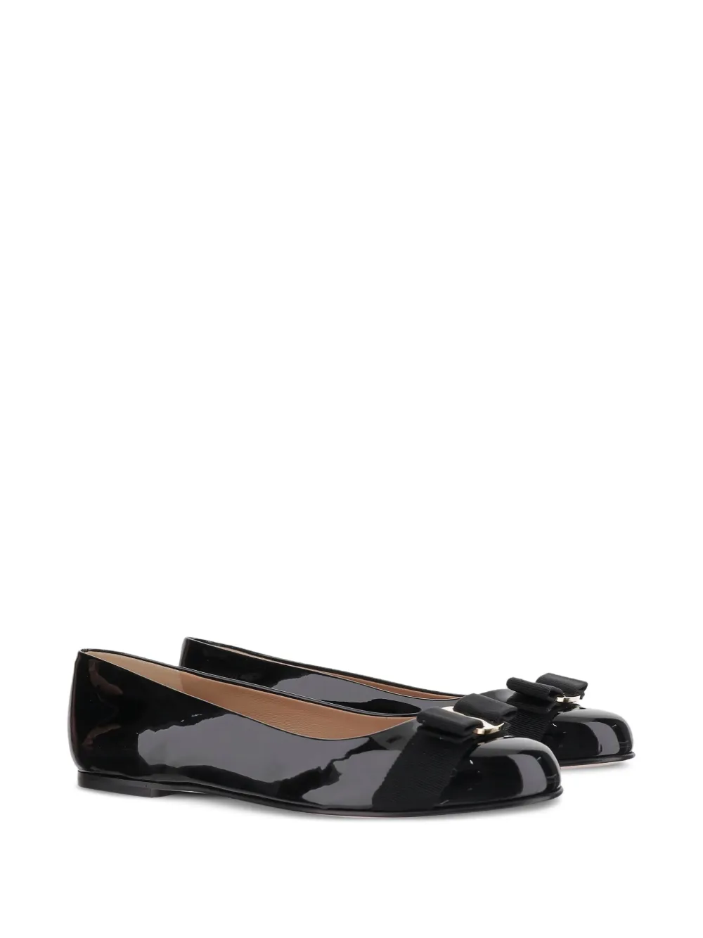 Ferragamo Vara-bow leather ballet shoes - Zwart