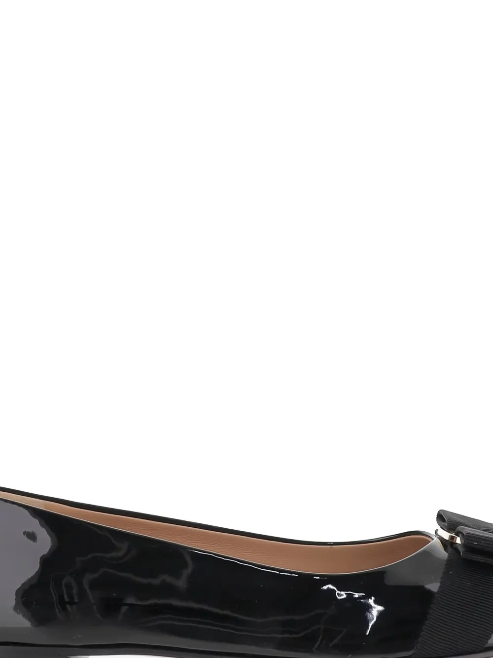 Ferragamo Vara-bow leather ballet shoes Black