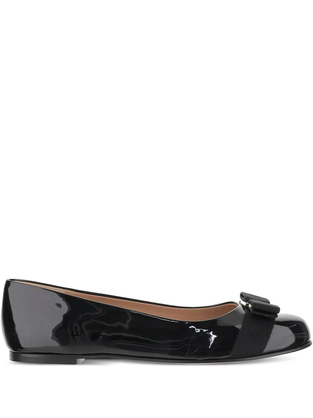 Ferragamo Vara-bow leather ballet shoes Black