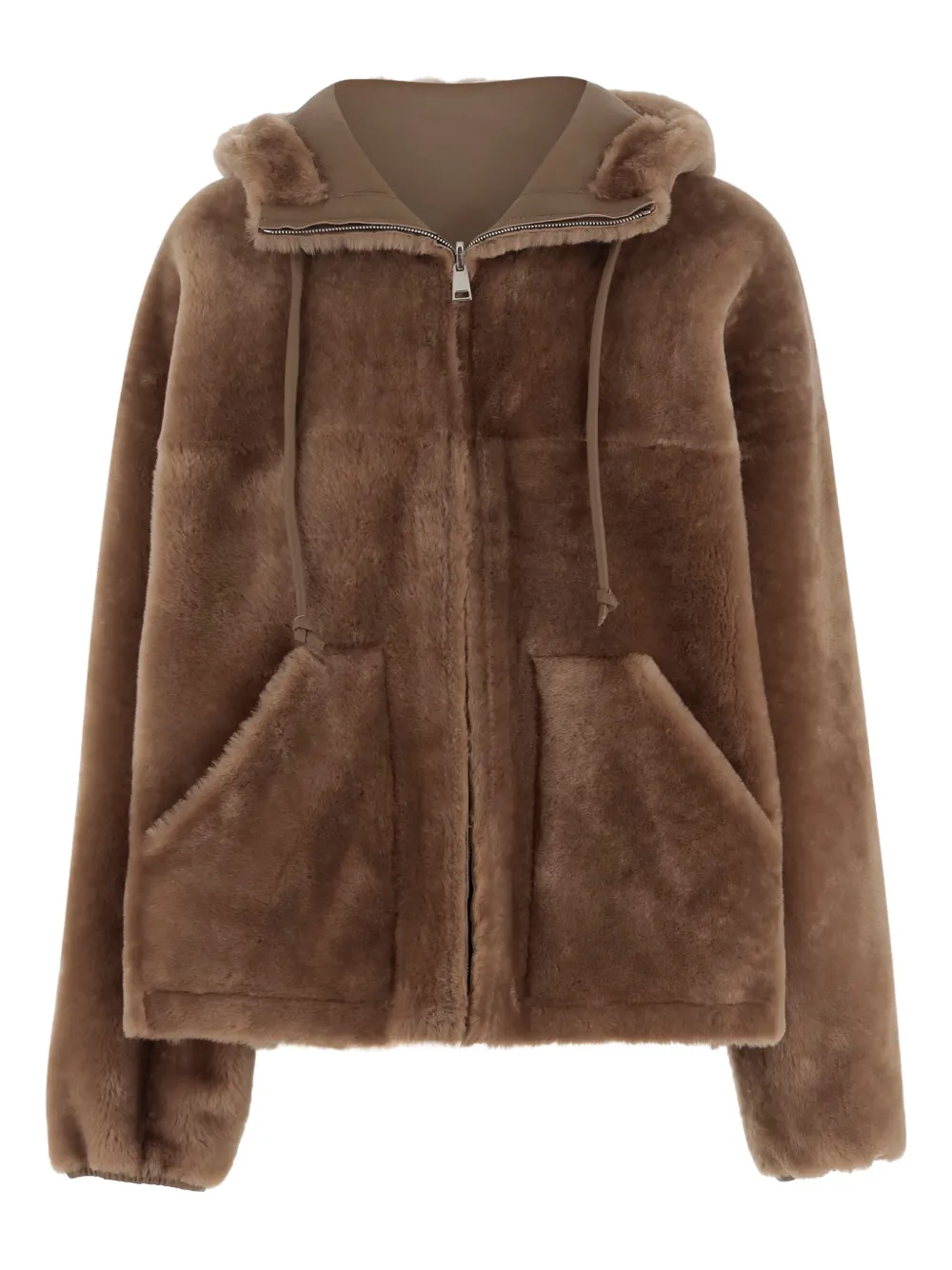 Blancha hooded shearling jacket | Brown | Image 1