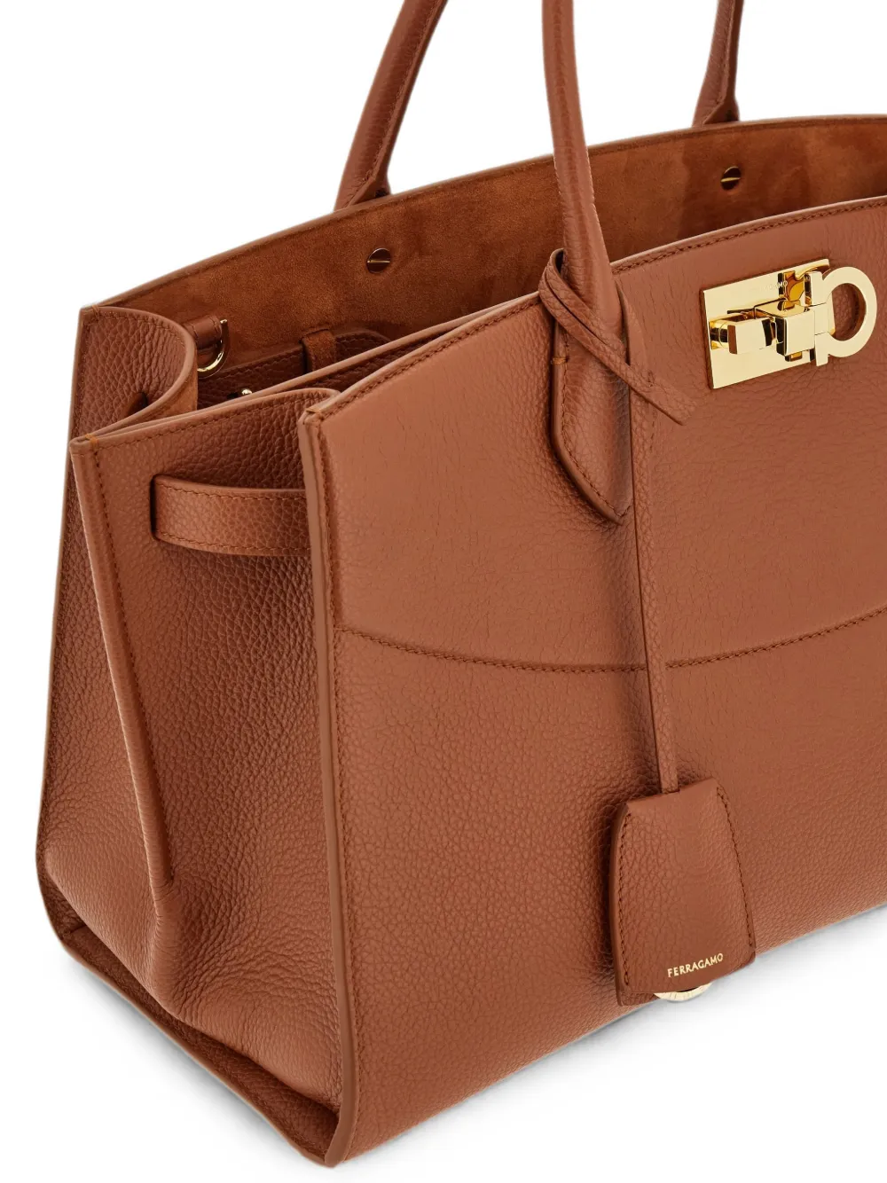 Ferragamo Studio Soft geweven shopper Bruin