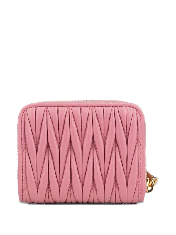Miu Miu Matelassé zip-around Wallet | Pink | FARFETCH NO