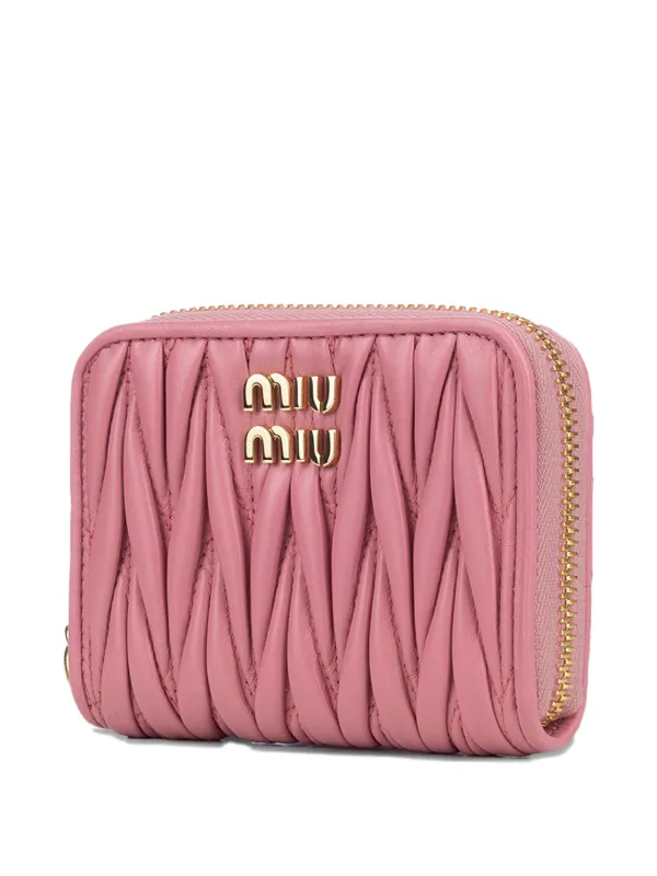 Miu Miu Matelassé zip-around Wallet | Pink | FARFETCH NO