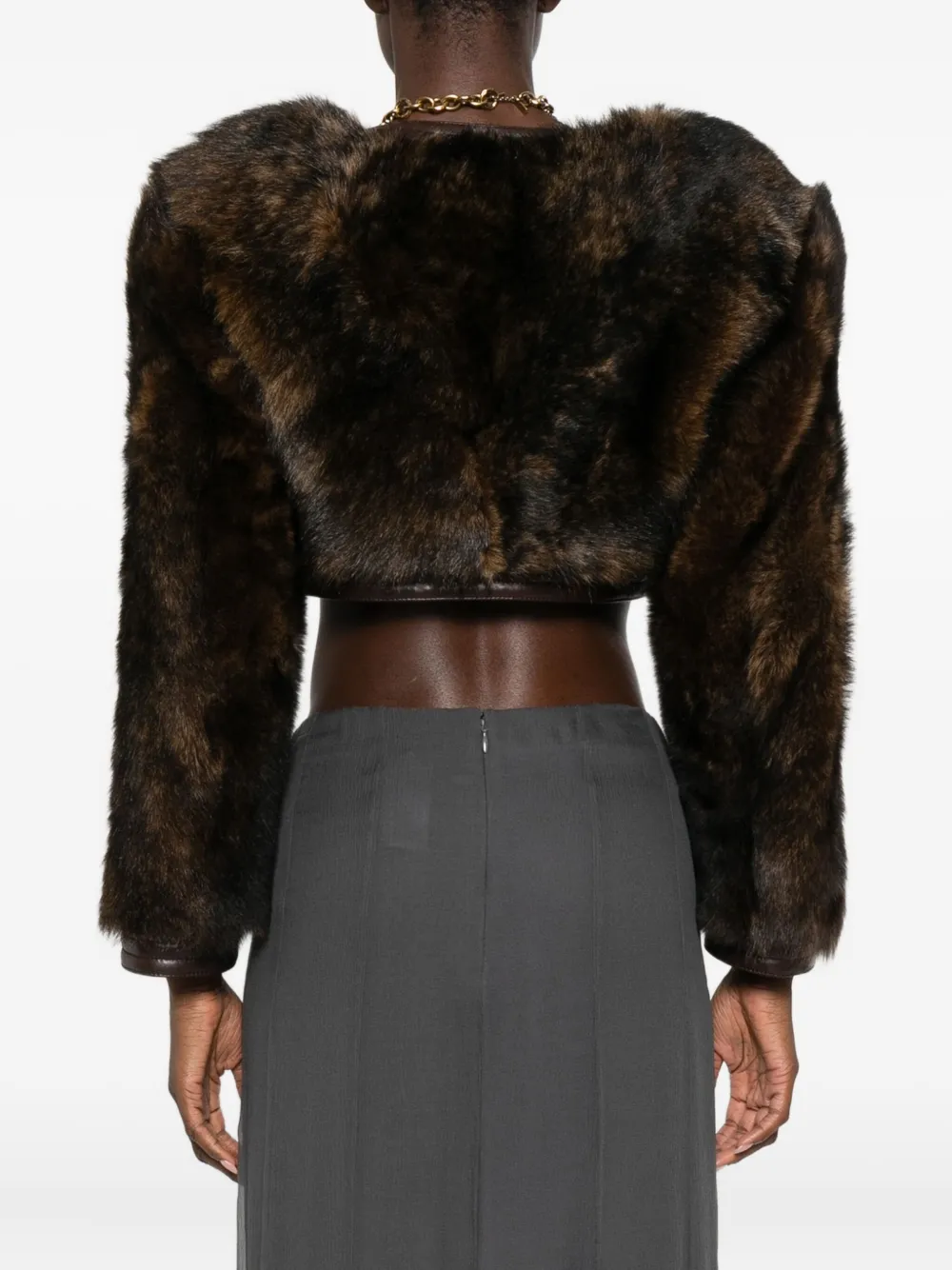Chloé Shearling Cropped Jacket In Brown