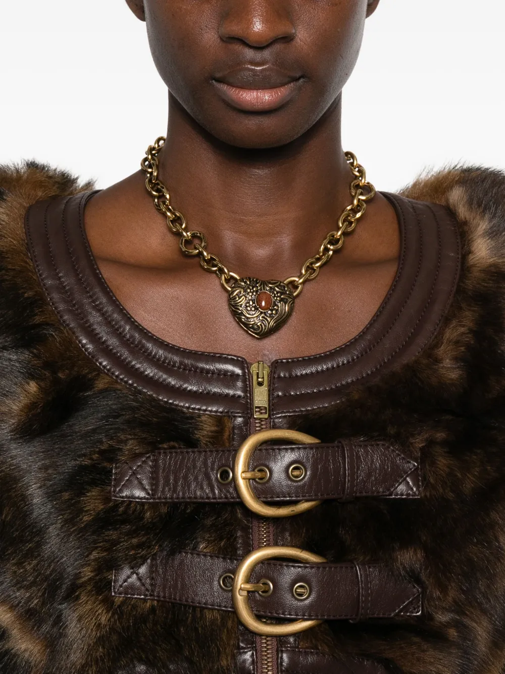 Chloé Shearling Cropped Jacket In Brown