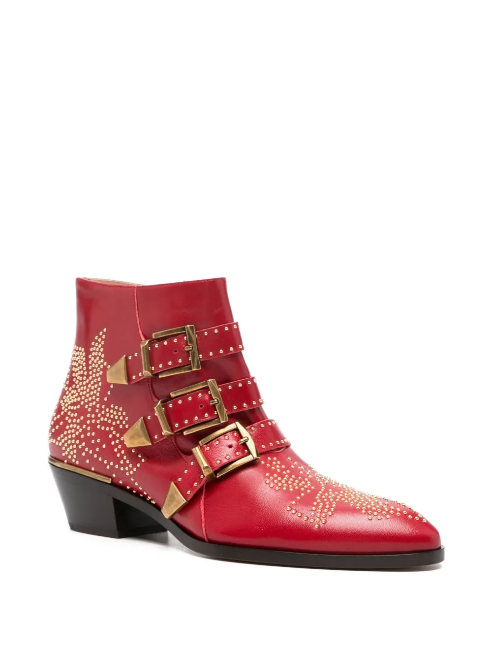 Chloé 40mm Susanna studded buckle boots Rood