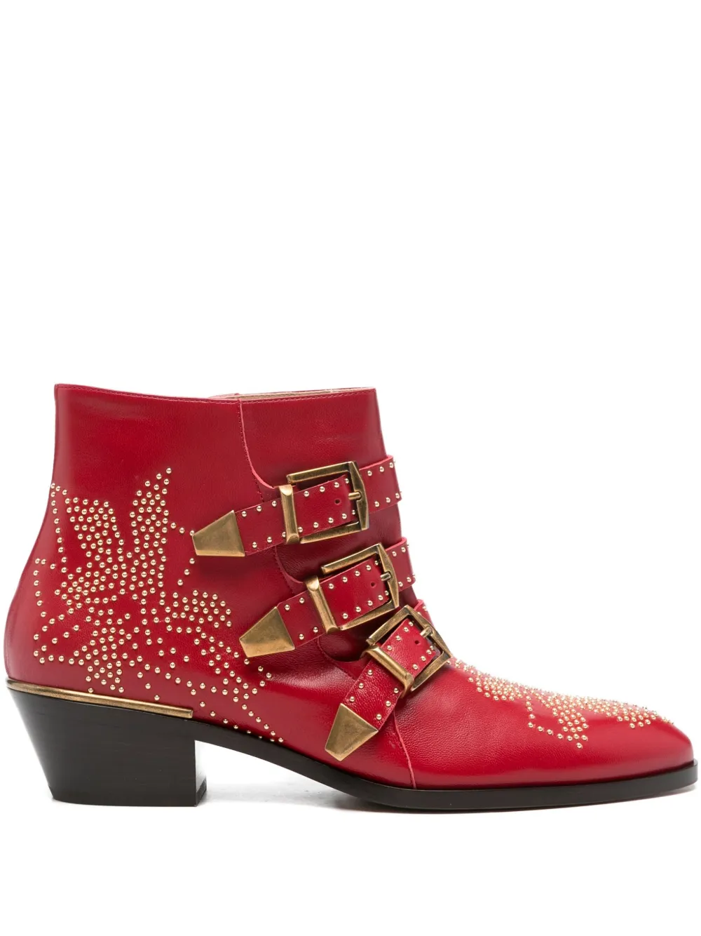 Chloé 40mm Susanna studded buckle boots Rood