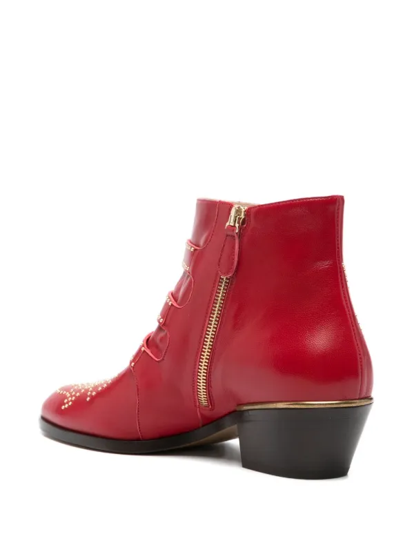 Chloé 40mm Susanna Studded Buckle Boots Red FARFETCH SG