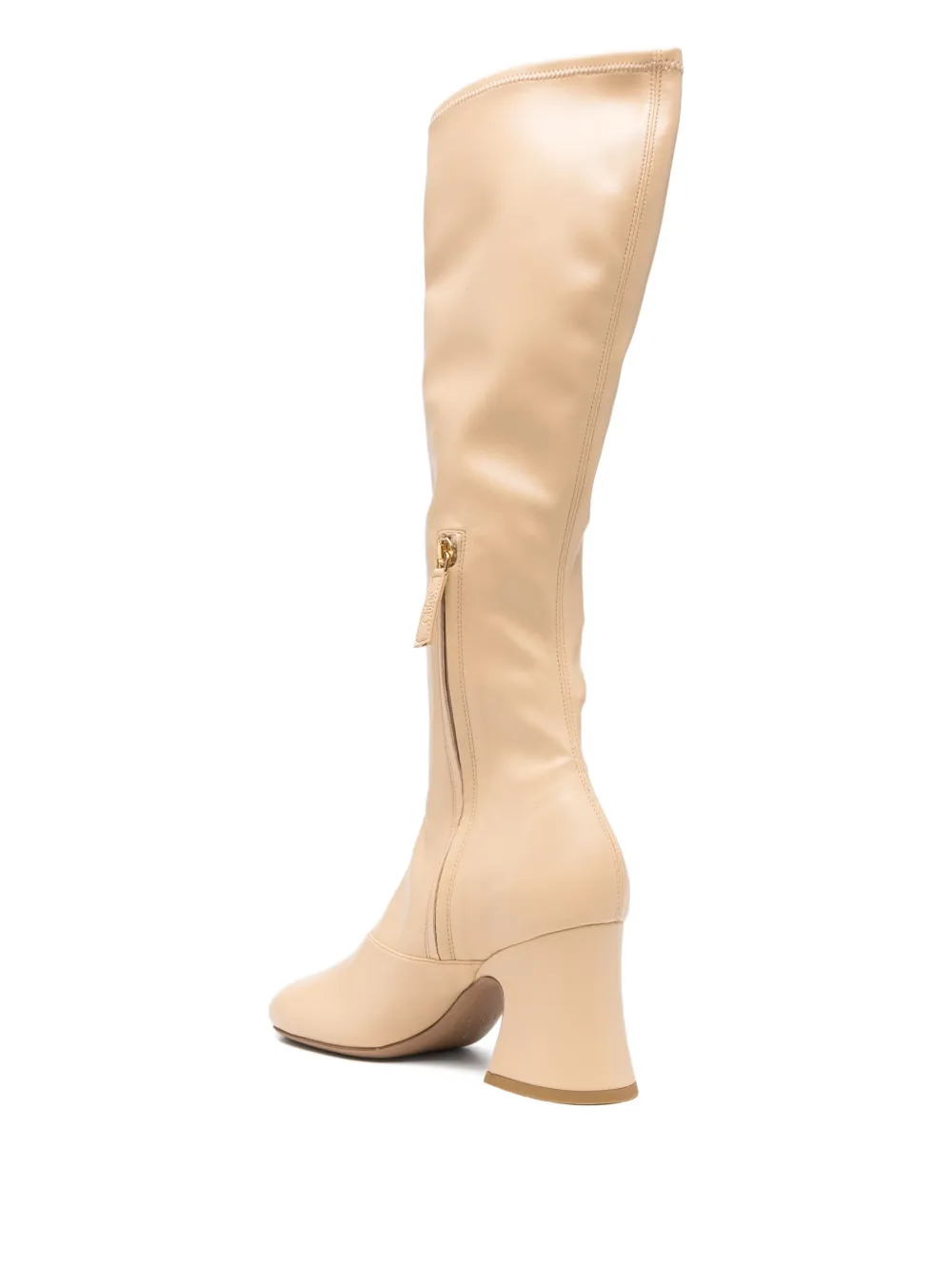 Chloé Knee-high Block-heel Boots In Nude