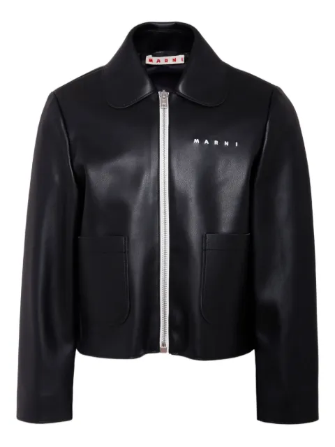 Marni Kids logo-embroidered zip-front jacket