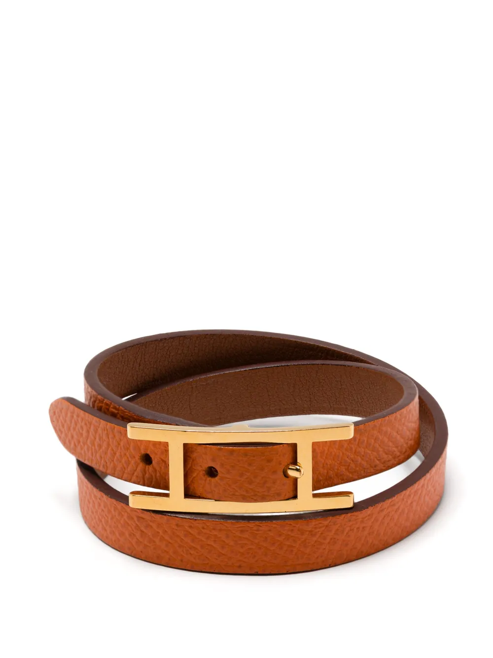 Hermès Pre-Owned 2005 Leather Behapi Double Tour bracelet | Orange | Image 1