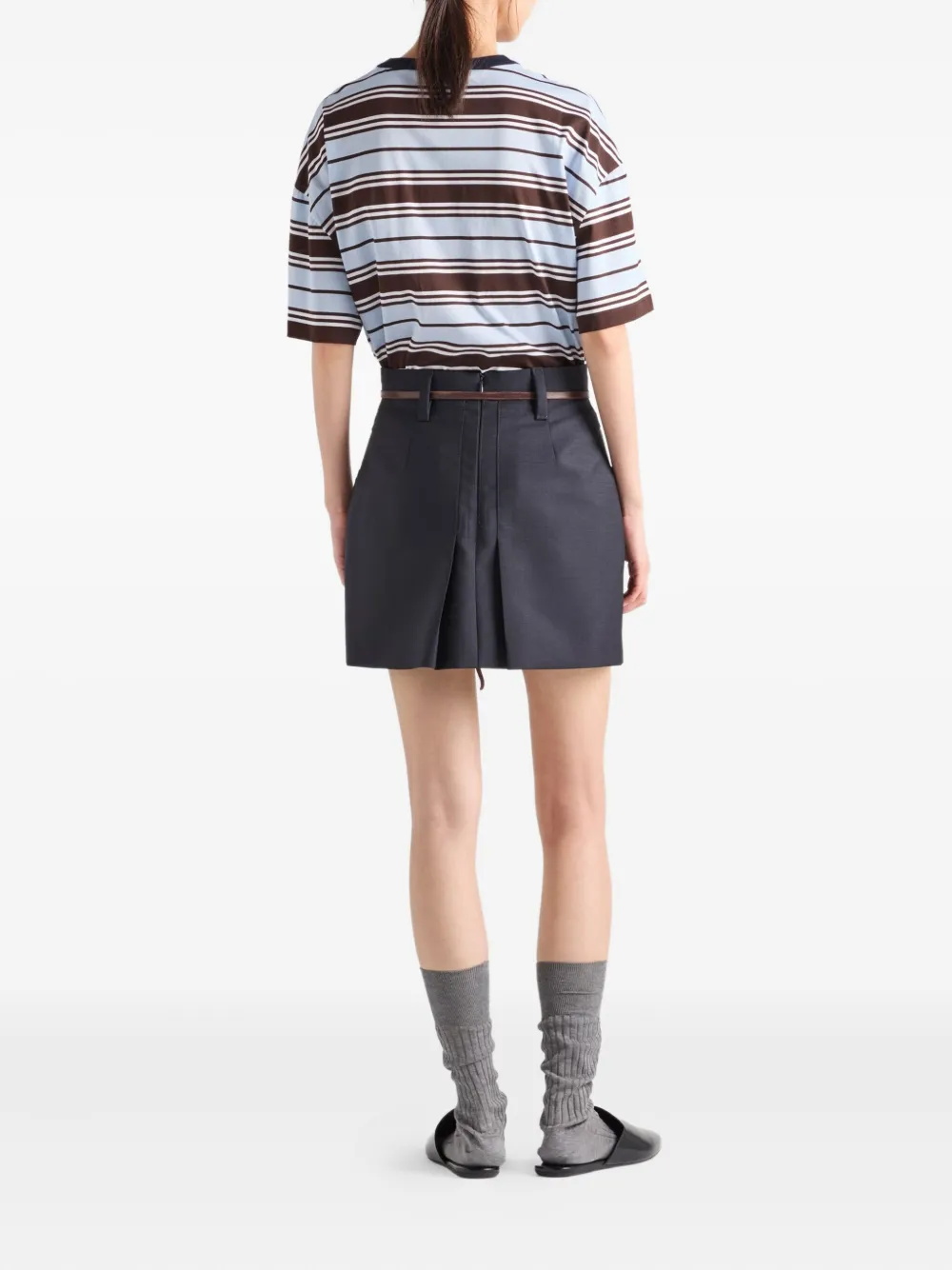 Prada Gestreept T-shirt Bruin