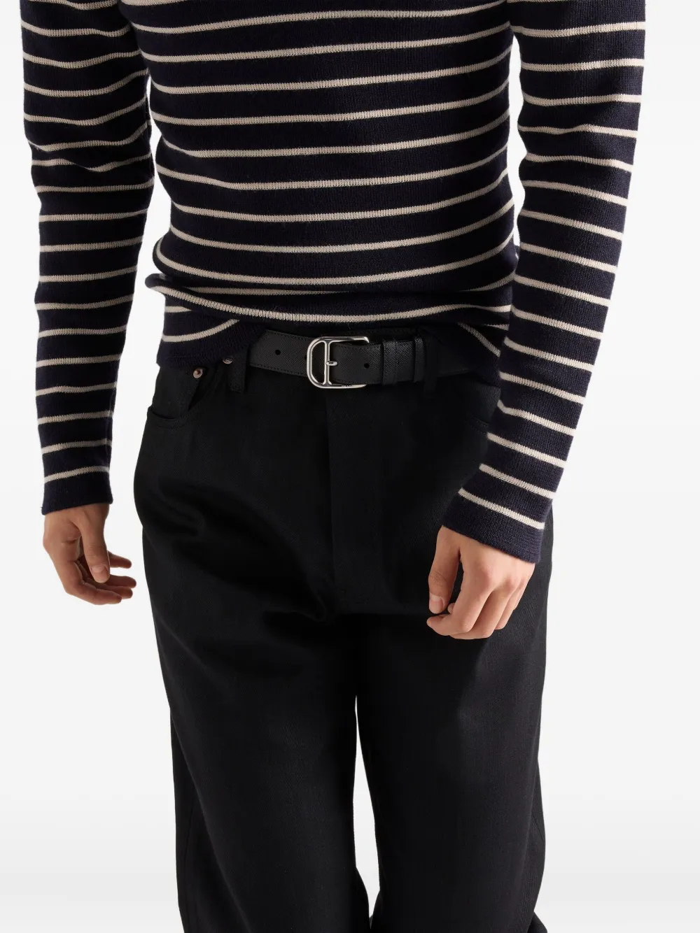 Prada Mens Black Straight-leg Regular Denim Jeans In Black