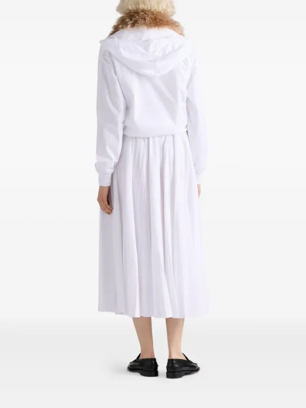 Prada Re-Nylon Pleated Midi Skirt | White | FARFETCH