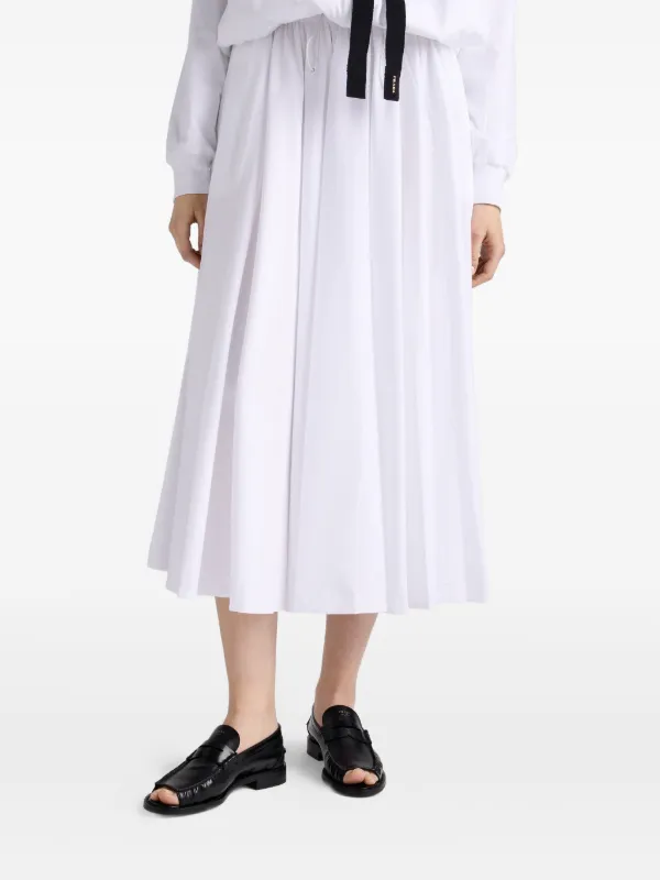 Prada Re-Nylon Pleated Midi Skirt | White | FARFETCH