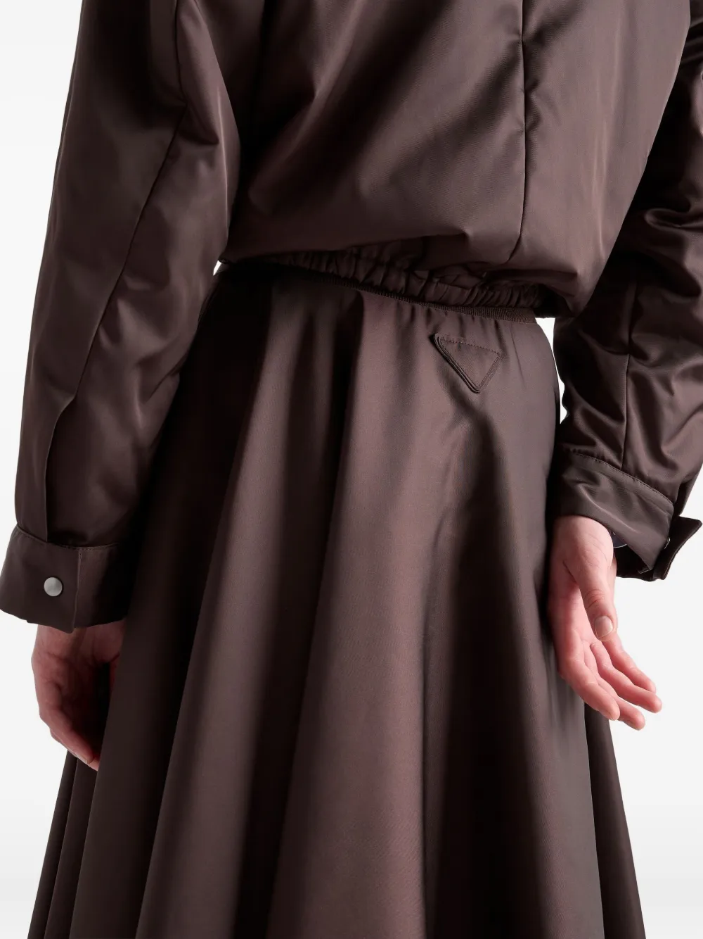 Prada Womens Brown Re-nylon Circle Woven Midi Skirt In Brown