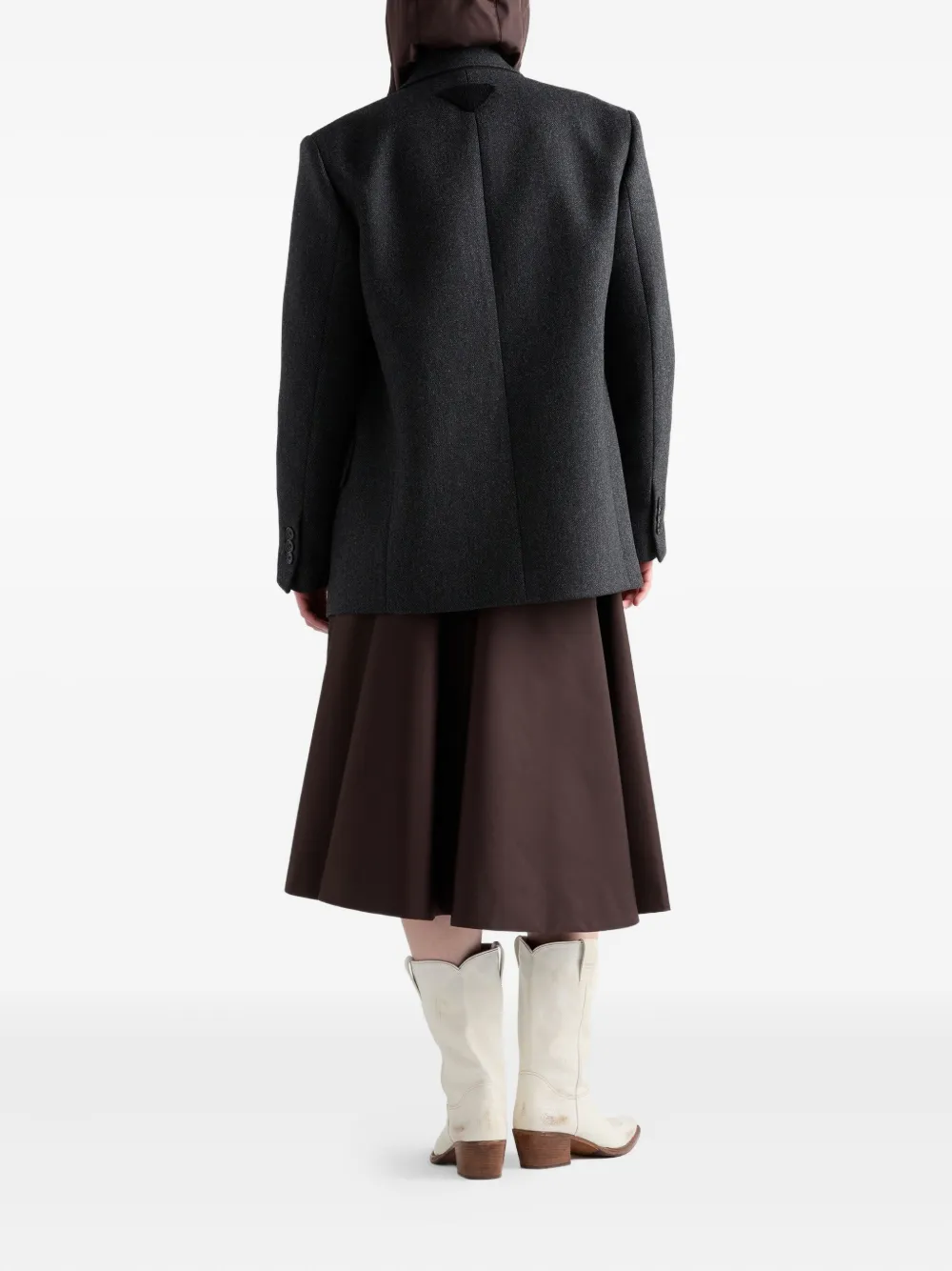 Prada Womens Brown Re-nylon Circle Woven Midi Skirt In Brown
