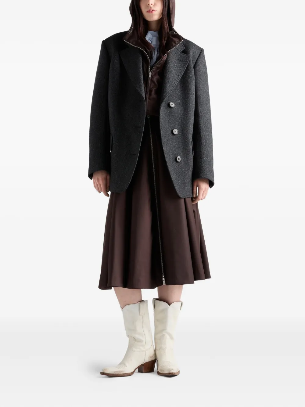 Prada Re-Nylon cirkelrok - Bruin