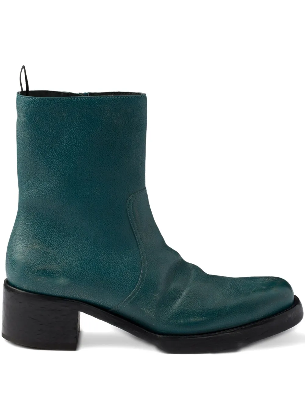 Prada zipped leather boots Blue