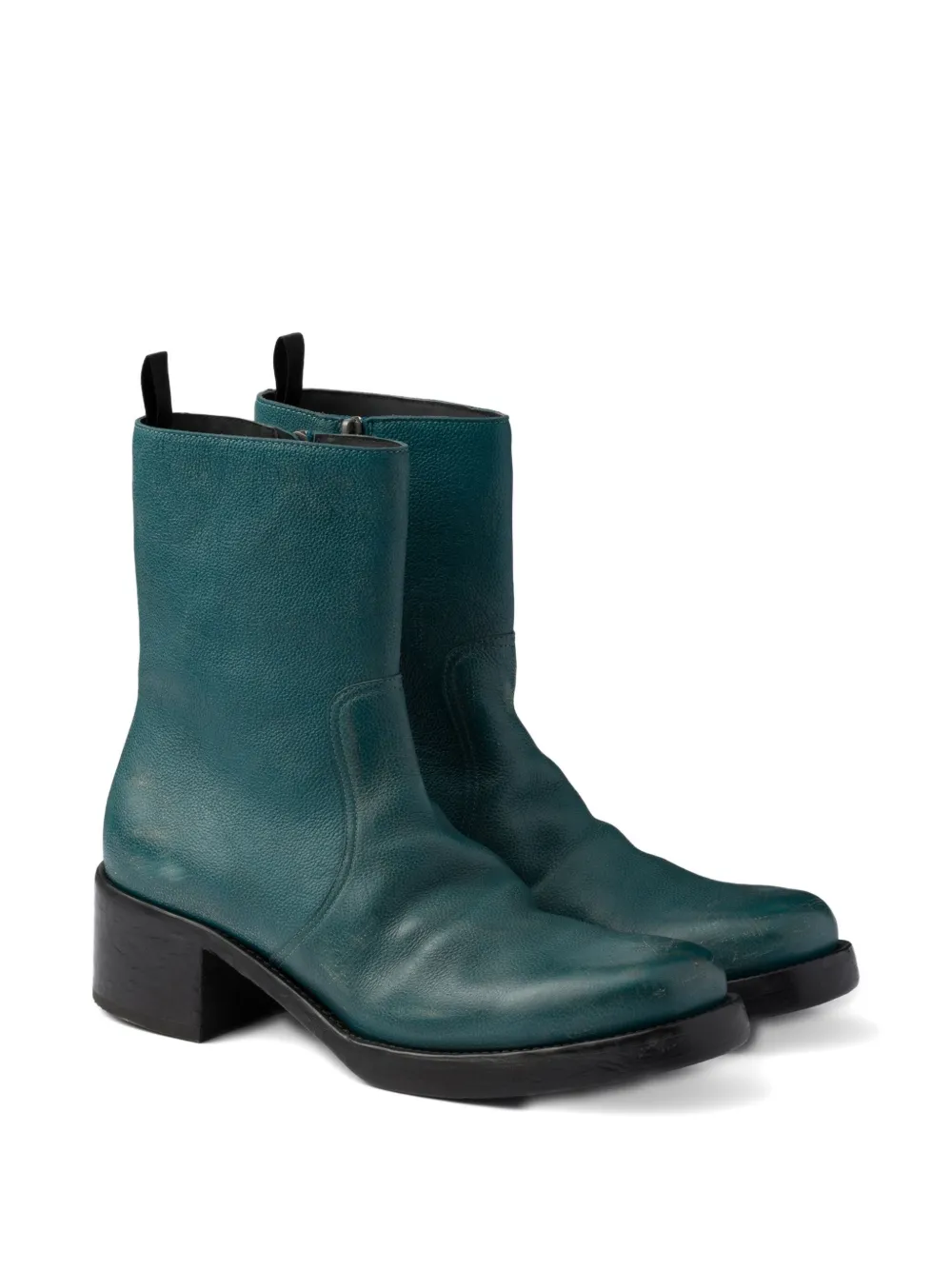 Prada zipped leather boots Blue