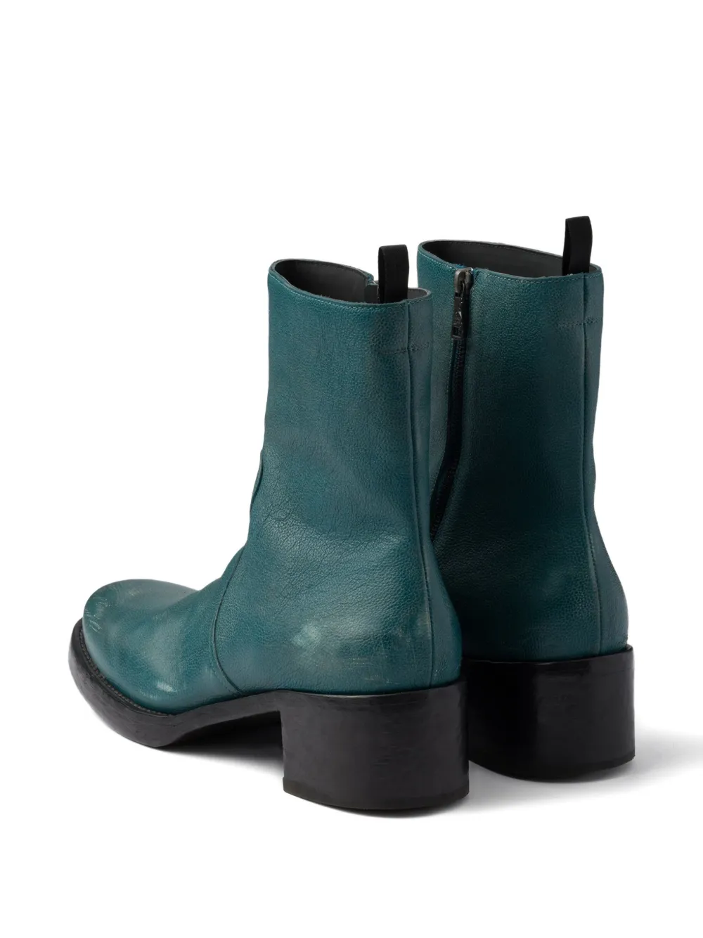 Prada zipped leather boots Blue
