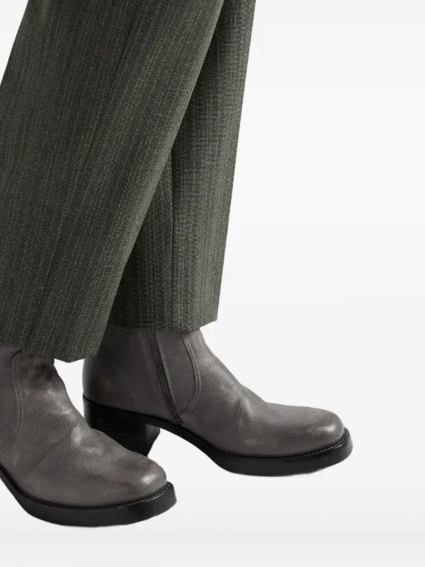 Prada レザー バイカーブーツ | グレー | FARFETCH JP