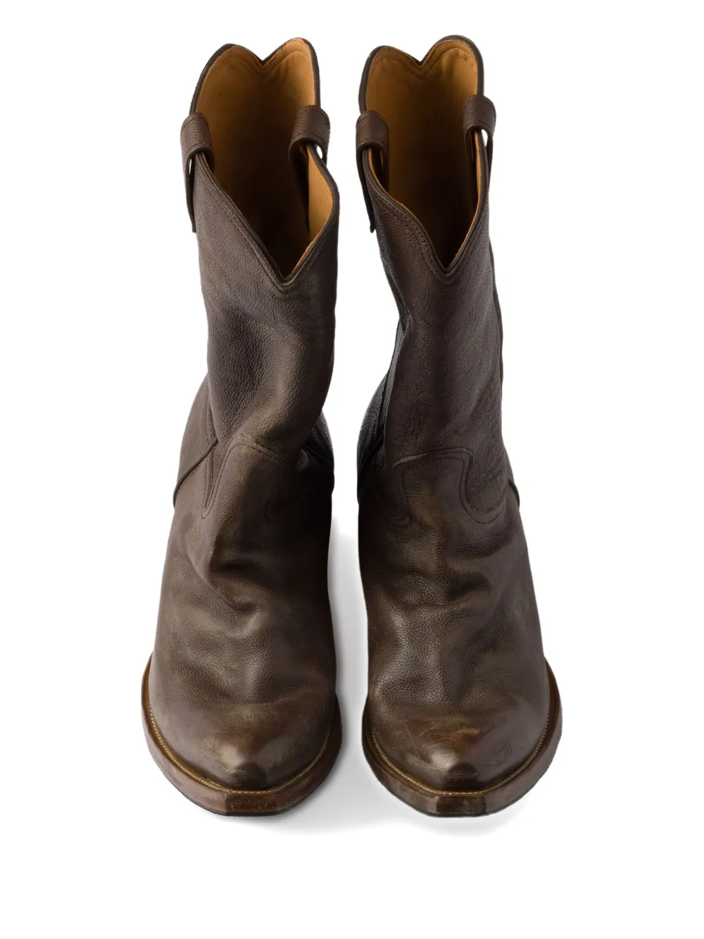 Prada leather cowboy boots Brown