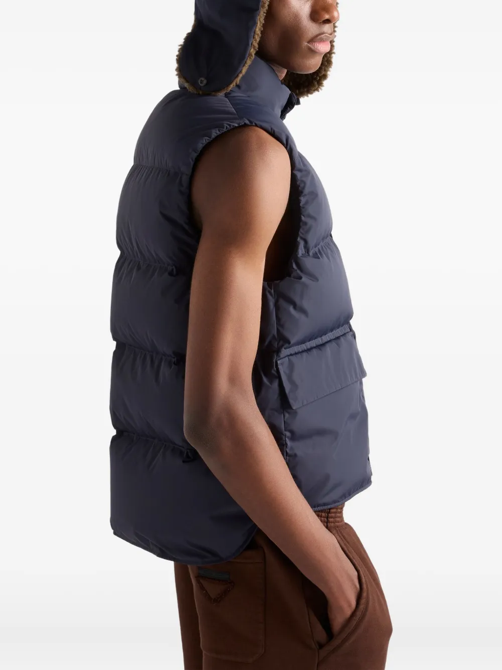 Prada Mens Blue Re-nylon Quilted Shell-down Gilet In Blue