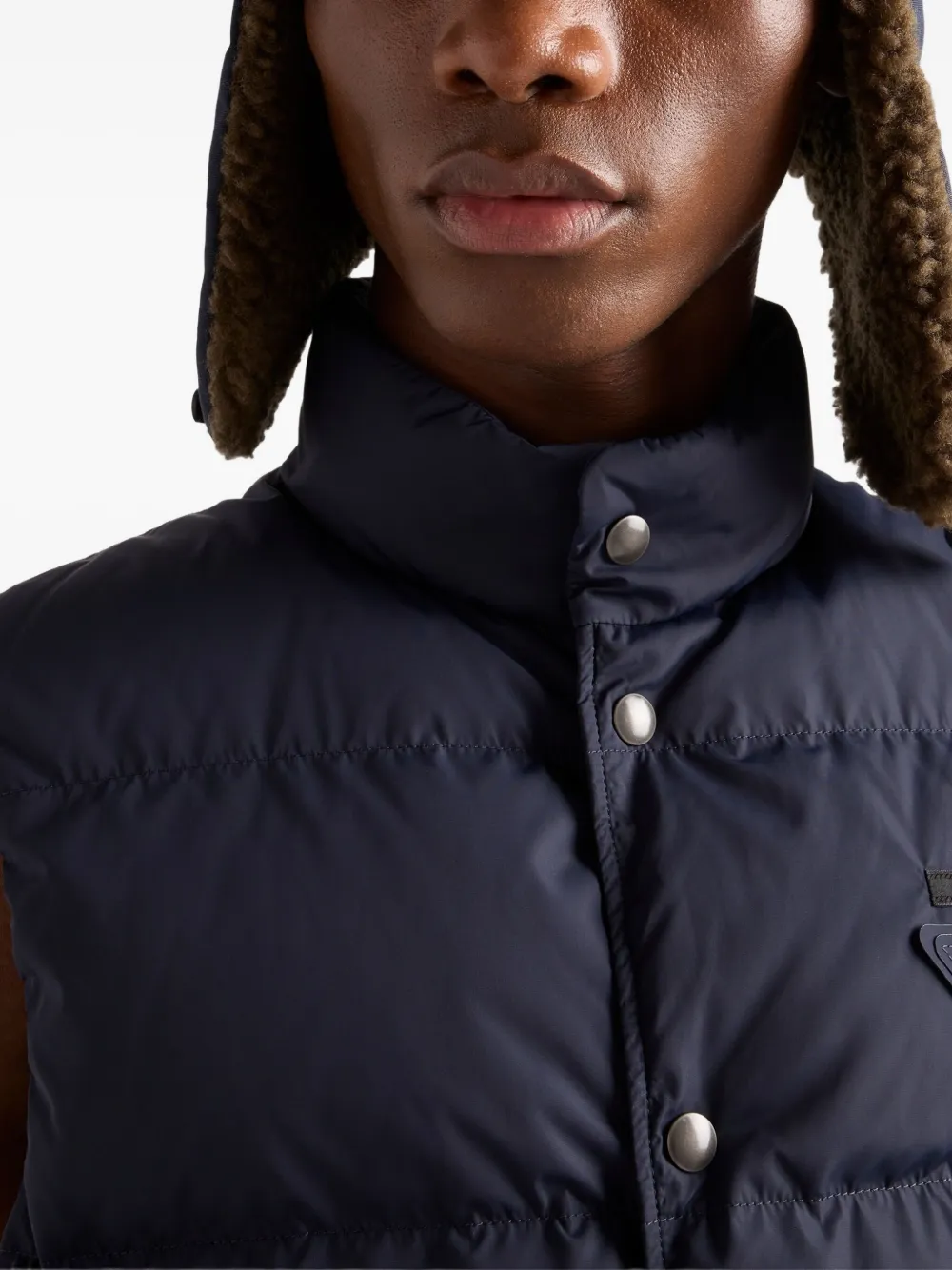 Prada Mens Blue Re-nylon Quilted Shell-down Gilet In Blue