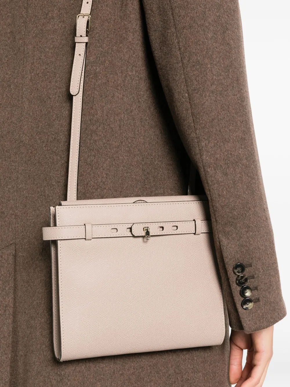 Valextra Schoudertas met draaislot - Beige