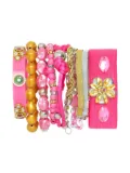 Amir Slama beaded flower bracelet set - Pink